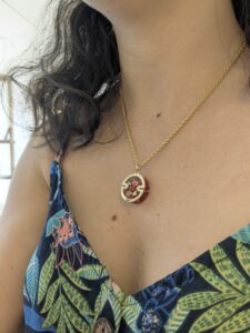 Or et rouge / Maille forçat laiton plaqué or